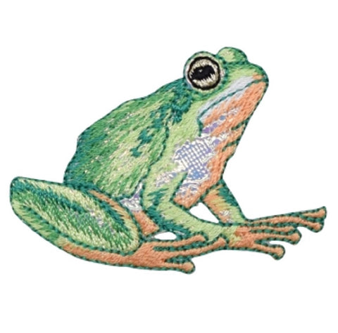 Frog Applique Patch - Shiny Amphibian Badge 2-3/8" (Iron on) - Patch Parlor