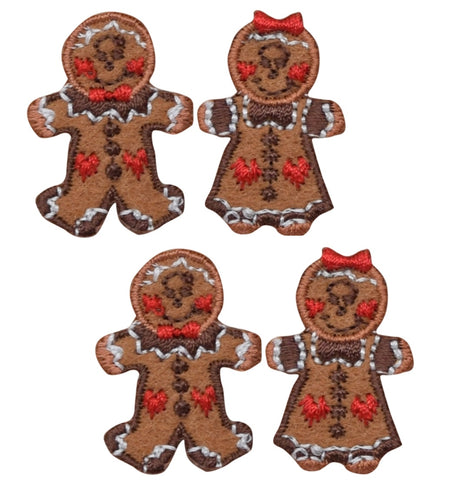 Mini Gingerbread Applique Patch - Christmas Cookie 1.25" (4-Pack, Iron on) - Patch Parlor