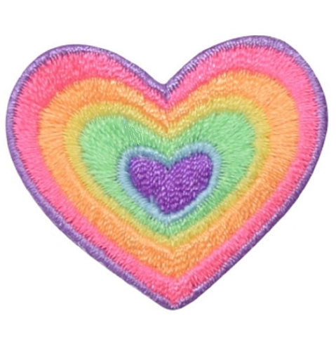 Heart Applique Patch - Rainbow, Love Badge 1.5" (Iron on) - Patch Parlor