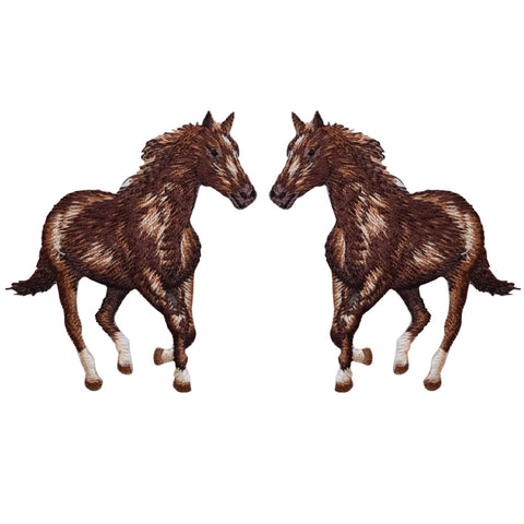 Horse Applique Patch Set - Animal, Cowboy Western Badge 2.75" (2-Pack, Iron on)