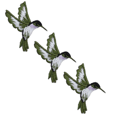 Mini Hummingbird Applique Patch - Violet/Green Bird 1-3/4" (3-Pack, Iron on) - Patch Parlor
