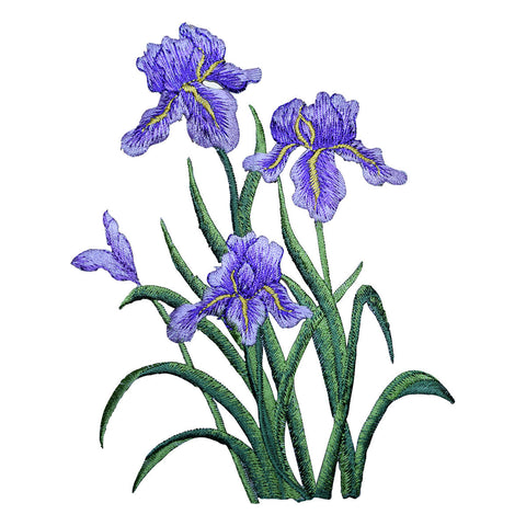 Iris Flowers Applique Patch - Large Purple Bloom Badge 6" (Iron on) - Patch Parlor