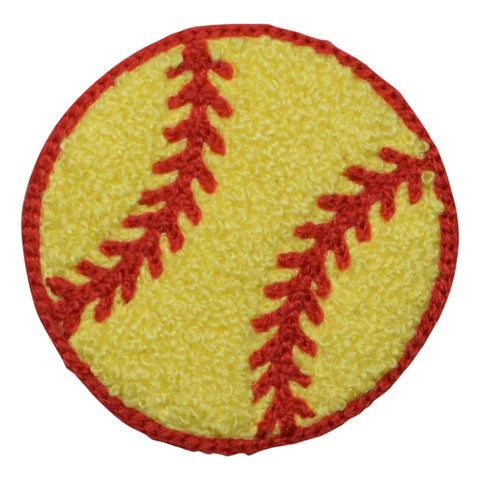 Chenille Softball Patch - Sports Ball, Letterman Jacket Badge 3" (Iron on) - Patch Parlor
