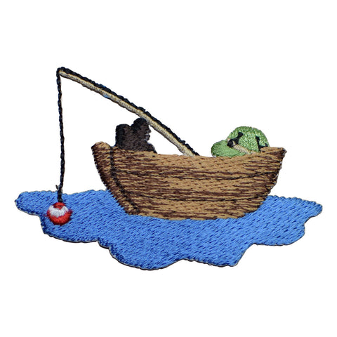 Fishing Boat Applique Patch - Bobber, Fisherman Badge 2-7/8" (Iron on) - Patch Parlor
