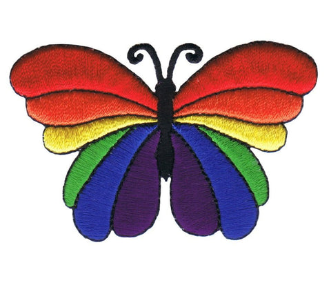 Butterfly Applique Patch - Rainbow, Insect, Antennae, Wings 2.75" (Iron on) - Patch Parlor
