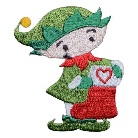 Santa's Elf Applique Patch - Christmas, Stocking, Heart, Hat 2.25" (Iron on) - Patch Parlor