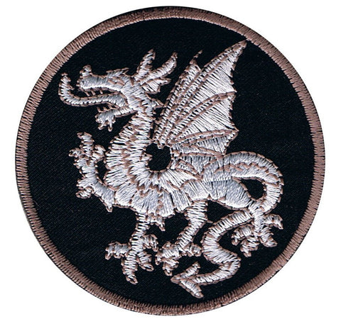 White Dragon Applique Patch - Power, Strength, Good Luck Badge 2.75" (Iron on) - Patch Parlor