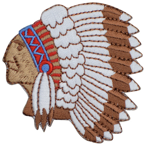 Indian Native American Applique Patch - Headdress, Feathers 2-3/8" (Iron on) - Patch Parlor
