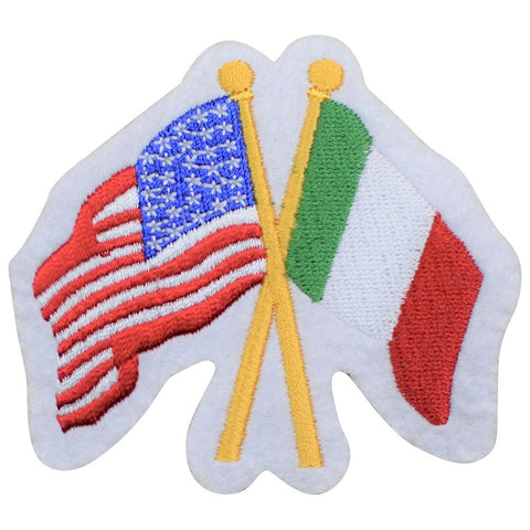 Italy Applique Patch - USA and Italia Flags United, Rome Badge 3.25" (Iron on) - Patch Parlor