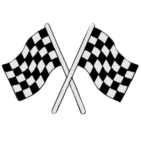 Checkered Flags Applique Patch - Race Track, Racing Badge 4" (Iron on) - Patch Parlor