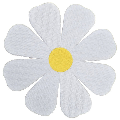 Extra Large Daisy Applique Patch - White Yellow Flower Bloom Badge 4" (Iron on)