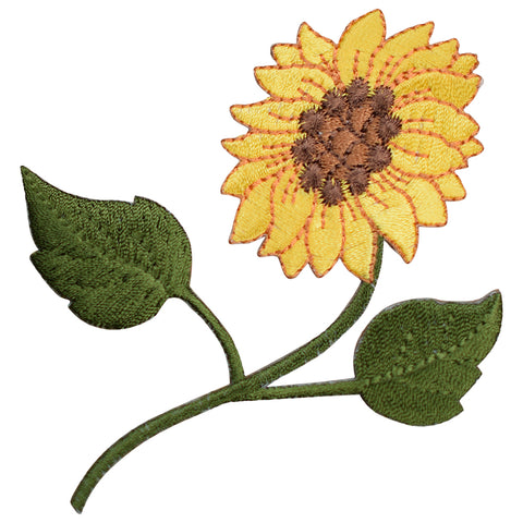 Sunflower Applique Patch - Flowers, Blooms, Farming Badge 3-7/8" (Iron on)