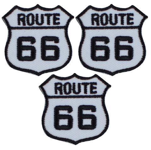 Mini Route 66 Applique Patch - Rt. 66 Badge 1-3/8" (3-Pack, Iron on)