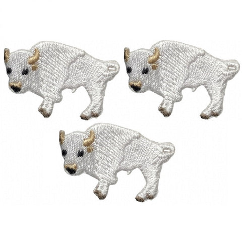 Mini White Buffalo Applique Patch - Sacred Bison Spiritual Animal 1.25" (3-Pack, Iron on) - Patch Parlor