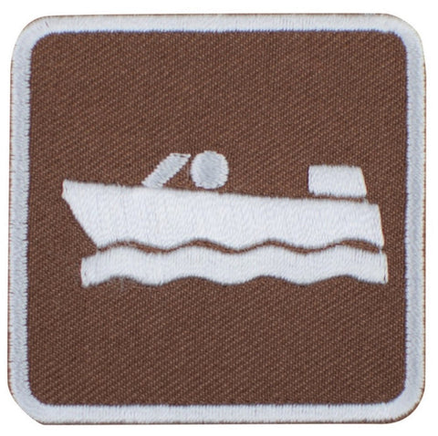 Motor Boat Patch - Speedboat Waterski Wakeboard Park Sign Recreational Activity Embroidered Badge 2" (Iron Or Sew On)