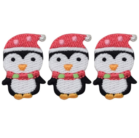 Christmas Penguin Applique Patch - Winter Bird Badge 1.25" (3-Pack, Iron on) - Patch Parlor