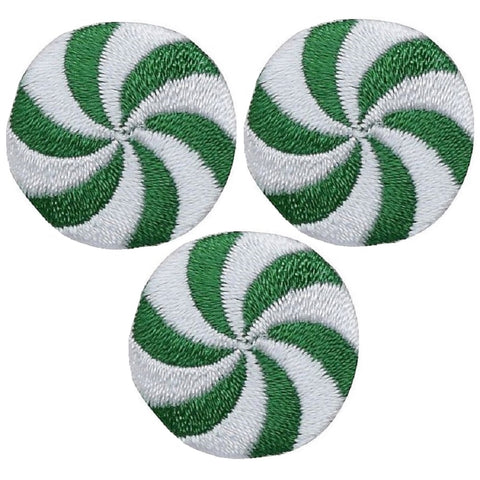 Mini Peppermint Candy Applique Patch - Christmas Badge 1" (3-Pack, Iron on) - Patch Parlor
