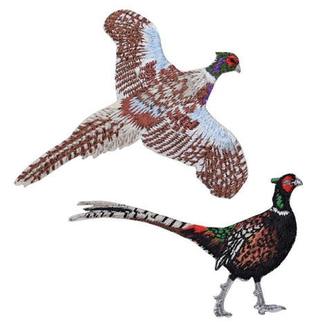 Ring-Necked Pheasant Applique Patch Set - Bird Badge 3" (2-Pack, Iron on) - Patch Parlor