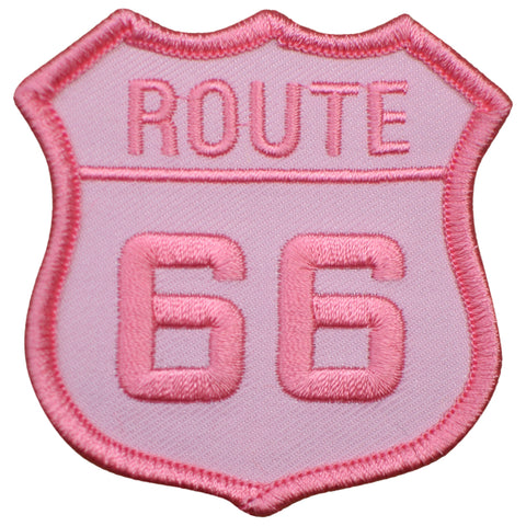 Route 66 Patch - Pink Rt 66 Badge 2.5" (Iron on) - Patch Parlor