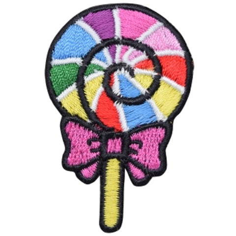 Lollipop Applique Patch - Rainbow Swirl Candy Badge 2" (Iron on) - Patch Parlor