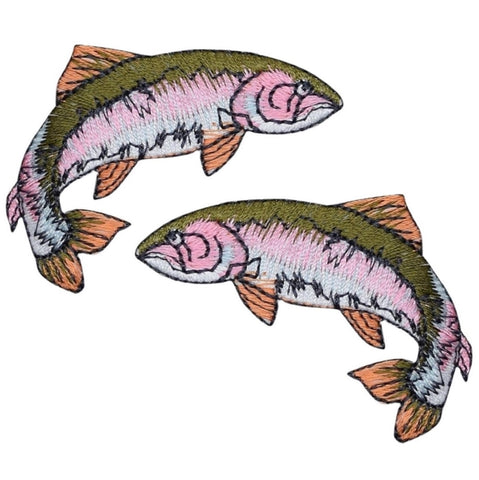 Rainbow Trout Applique Patch Set - Fish Fisherman Badge 2-1/8" (2-Pack, Iron on) - Patch Parlor