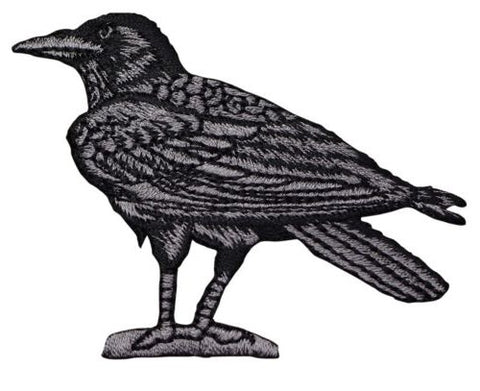 Raven Applique Patch - Bird Facing Left 3" (Iron on) - Patch Parlor