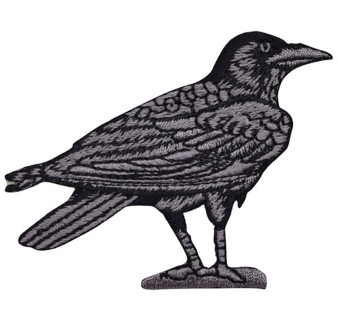 Raven Applique Patch - Bird Facing Right 3" (Iron on) - Patch Parlor