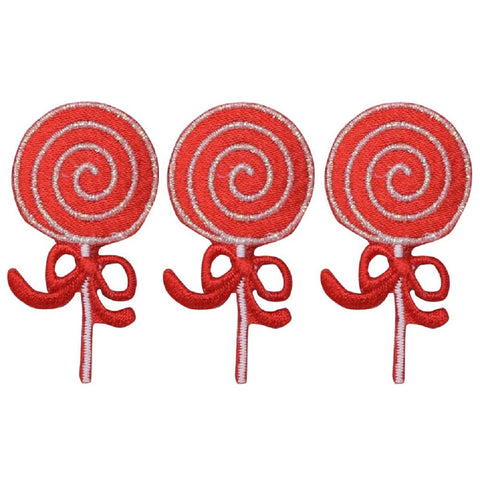 Lollipop Applique Patch - Swirl Red Candy Badge 1.75" (3-Pack, Iron on) - Patch Parlor
