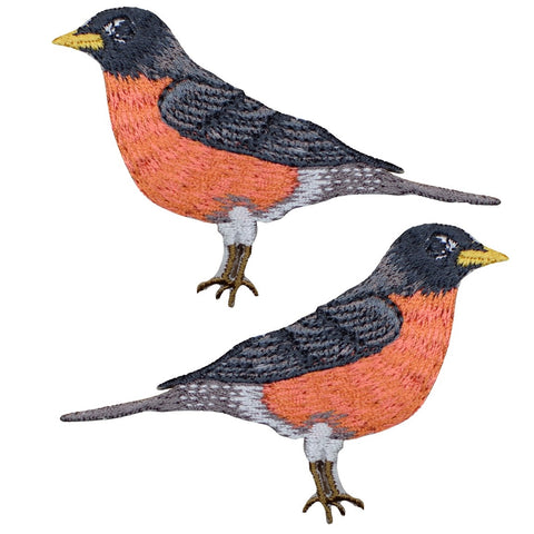 American Robin Applique Patch Set - Bird Badge 3" (2-Pack, Iron on) - Patch Parlor