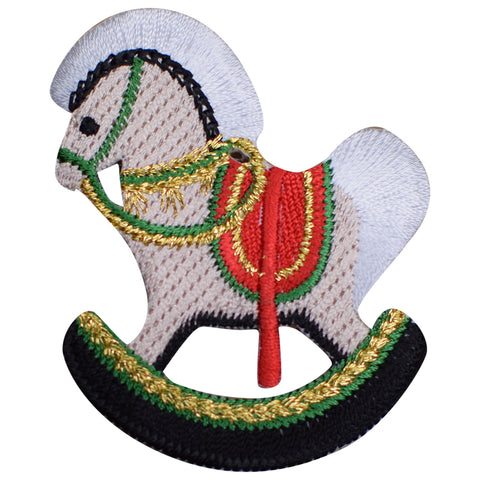 Rocking Horse Applique Patch - Children's Toy Christmas Badge 2-3/8" (Iron on)