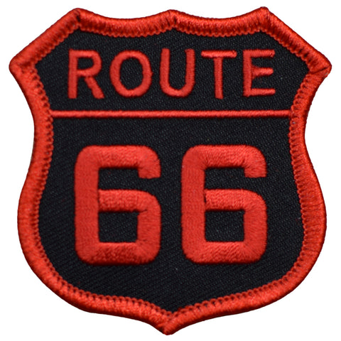 Route 66 Patch - Red/Black Rt. 66 Badge 2.5" (Iron on) - Patch Parlor