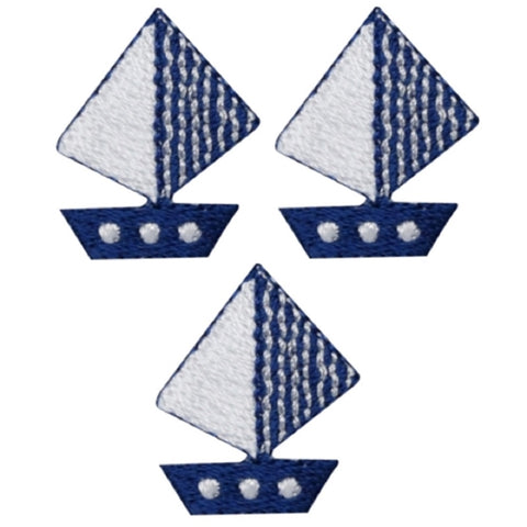 Mini Sailboat Applique Patch - Sailing Nautical Badge 1" (3-Pack, Iron on) - Patch Parlor