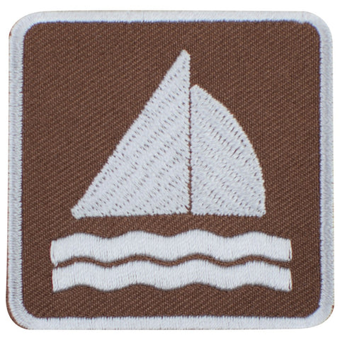 Sailing Applique Patch - Sailboat Park Sign Recreational Activity 2" (Iron on)