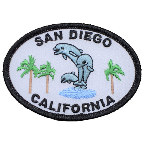 San Diego Patch - California, Dolphins, Beach Badge 3.5" (Iron on) - Patch Parlor