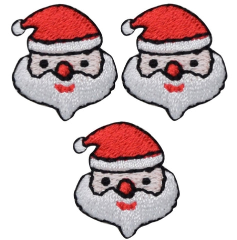 Mini Santa Claus Applique Patch - Christmas, St. Nick Badge 1" (3-Pack, Iron on) - Patch Parlor
