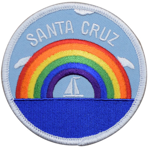 Santa Cruz Patch - California, Sail Boat, Rainbow, Sailing Badge 3" (Iron on) - Patch Parlor