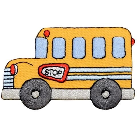 School Bus Applique Patch - Education Badge 2-3/8" (Iron on) - Patch Parlor