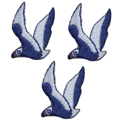 Mini Seagull Applique Patch - Ocean, Coastal Bird Badge 1-1/8" (3-Pack, Iron on) - Patch Parlor