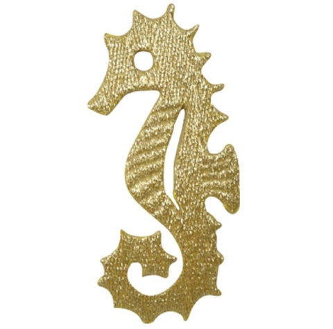 Seahorse Applique Patch - Gold, Ocean Tropical Fish 2.75" (Iron on) - Patch Parlor