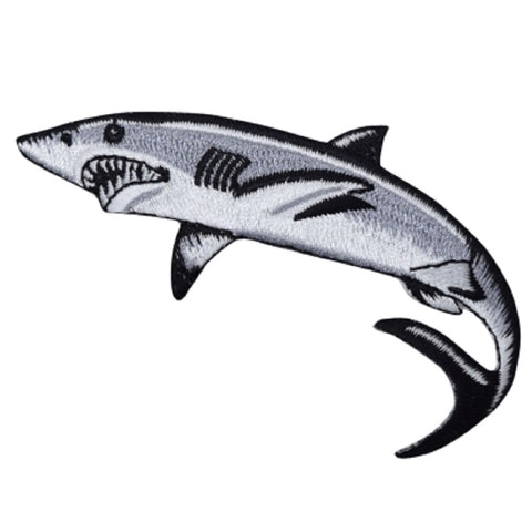 Shark Applique Patch - Great White Shark, Mackerel Badge 3-3/8" (Iron on) - Patch Parlor