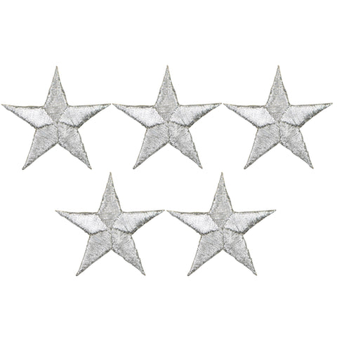 Star Applique Patch - Silver 1.5" (5-Pack, Iron on) - Patch Parlor