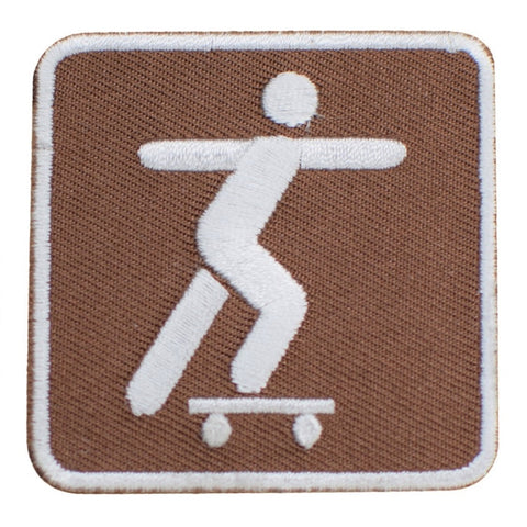Skateboarding Applique Patch - Skatepark Sign Recreational Activity 2" (Iron on) - Patch Parlor