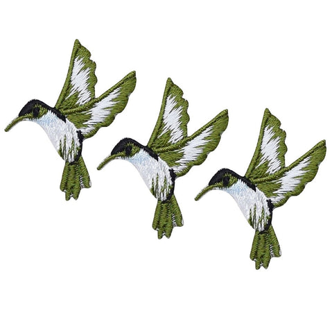 Hummingbird Applique Patch - Blue, Green Bird Badge 1-3/4" (3-Pack, Iron on) - Patch Parlor