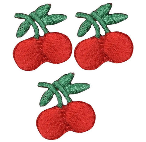 Mini Cherry Applique Patch - Berry, Sweet Cherries 3/4" (3-Pack, Iron on) - Patch Parlor
