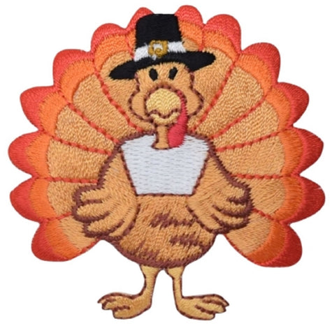 Thanksgiving Turkey Applique Patch - Fall, Autumn, Pilgrim Badge 2.5" (Iron on) - Patch Parlor