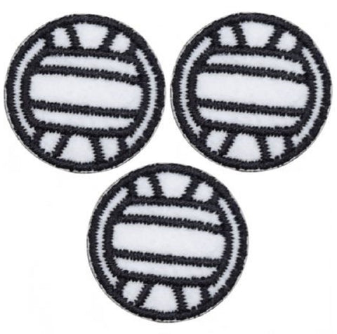Mini Volleyball Applique Patch - Sports, Athletic Badge 1" (3-Pack, Iron on) - Patch Parlor
