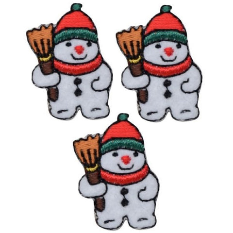 Mini Snowman Applique Patch - Christmas, Winter Snow 1.25" (3-Pack, Iron on) - Patch Parlor