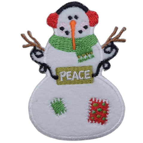 Snowman Applique Patch - Peace, Christmas, Snow Badge 2.75" (Iron on) - Patch Parlor