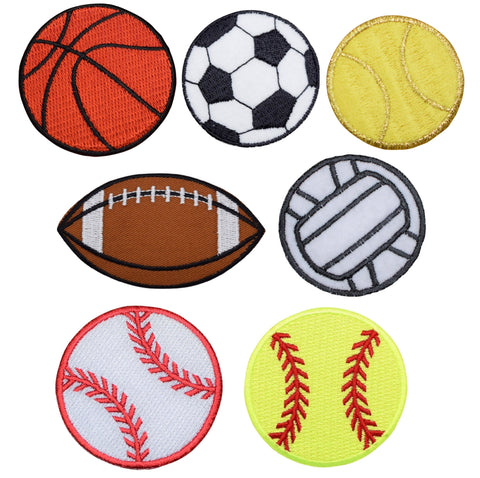 Sports Balls Applique Patch Set - Athletics Badges (7-Pack, Iron on) - Patch Parlor