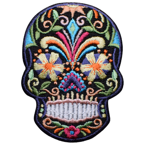 Sugar Skull Patch - Dia de los Muertos, Skeleton, Halloween 2.75" (Iron on) - Patch Parlor